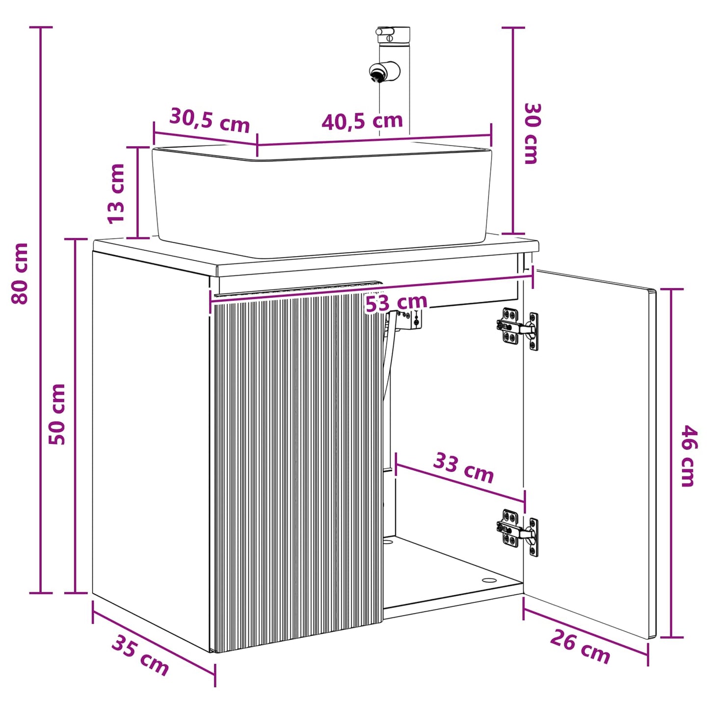 Mobile Lavabo da Parete Grigio Cemento 53 x 35 x 63 cm | homemem39