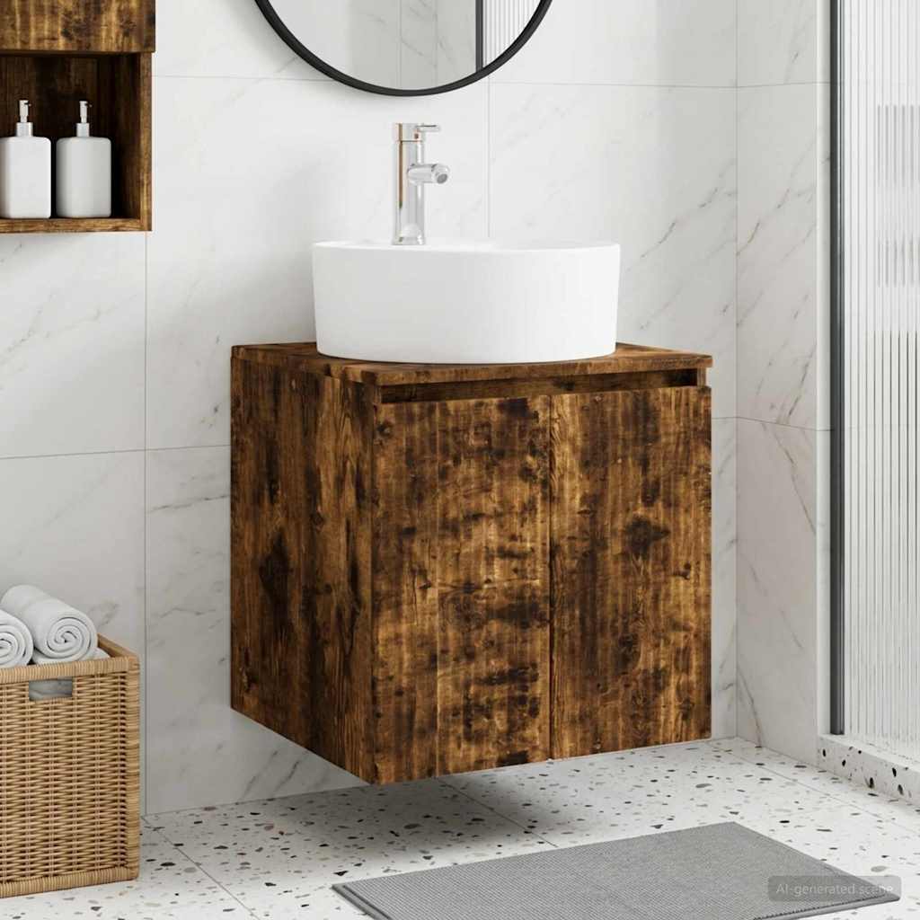 Mobile Lavabo da Parete Rovere Fumo 49,5 x 44,5 x 65 cm | homemem39