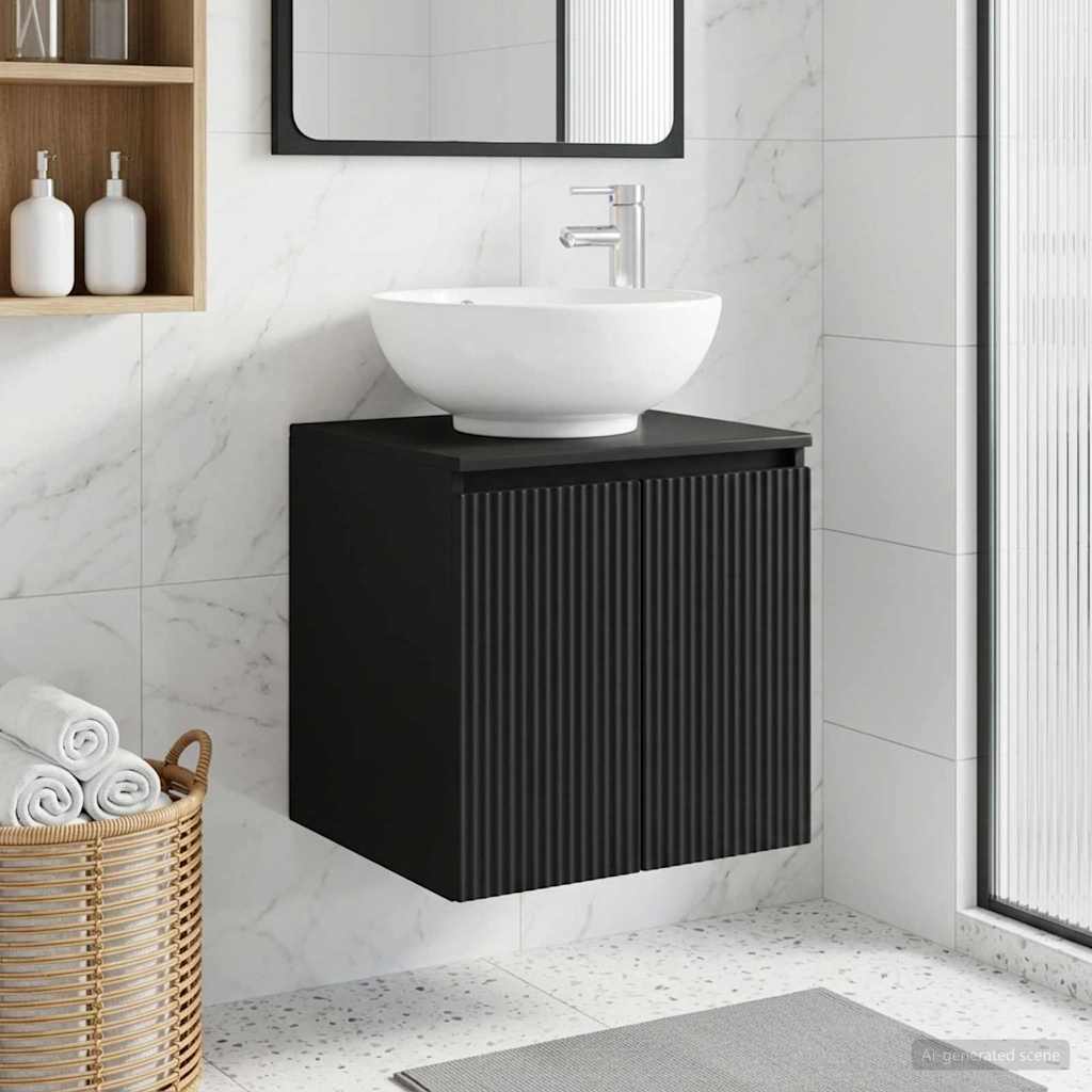 Mobile Lavabo da Parete Nero 49,5 x 44,5 x 65 cm | homemem39