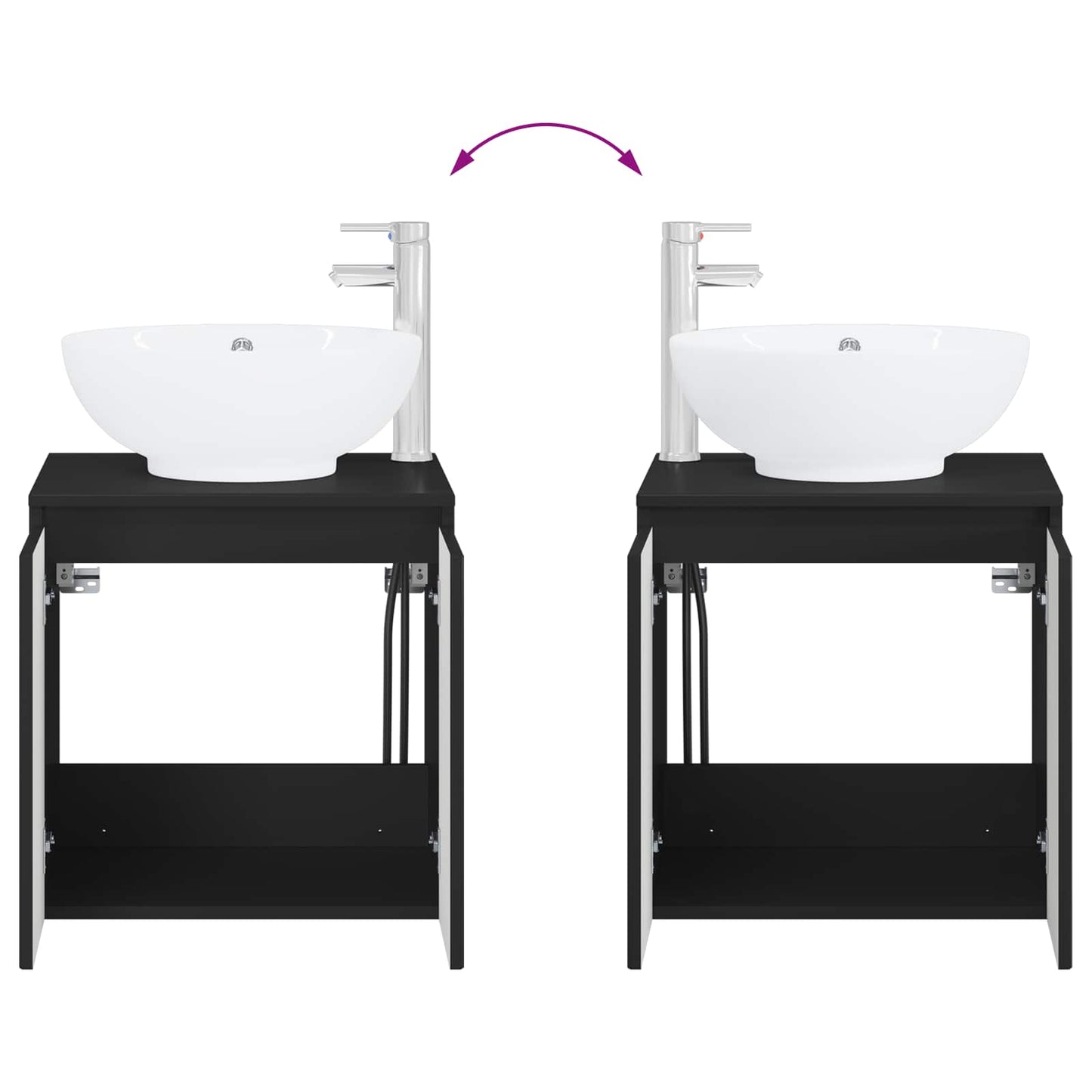 Mobile Lavabo da Parete Nero 49,5 x 44,5 x 65 cm | homemem39