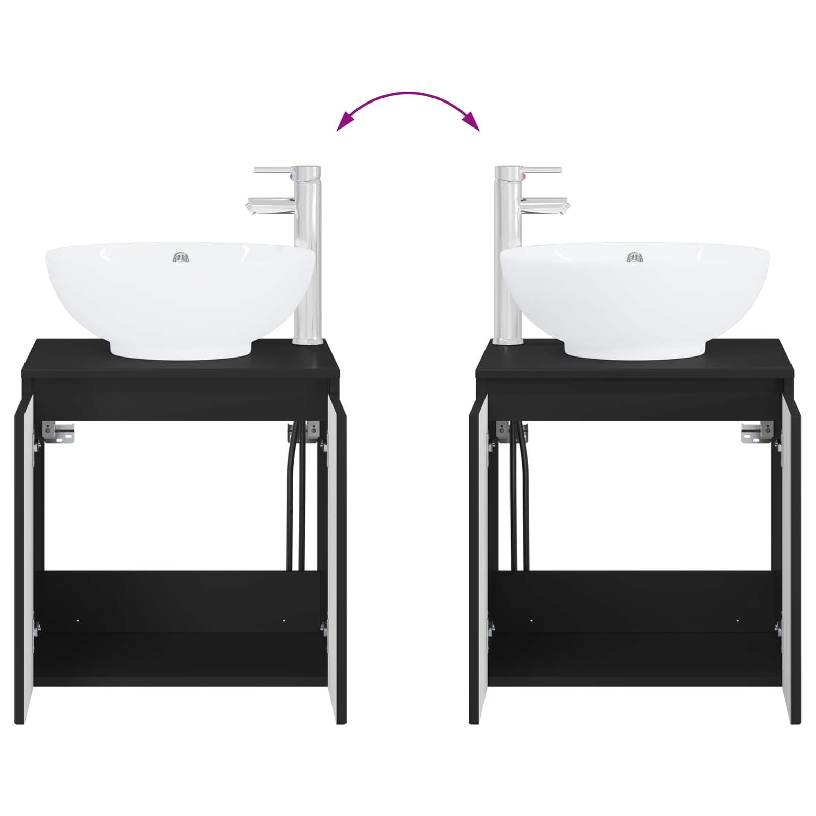 Mobile Lavabo da Parete Nero 49,5 x 44,5 x 65 cm | homemem39