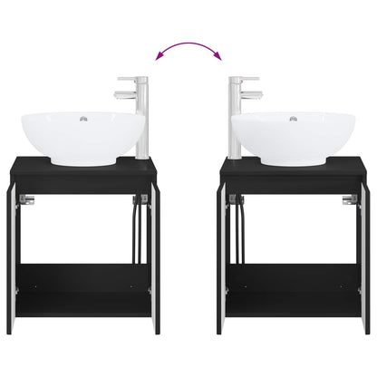 Mobile Lavabo da Parete Nero 49,5 x 44,5 x 65 cm | homemem39