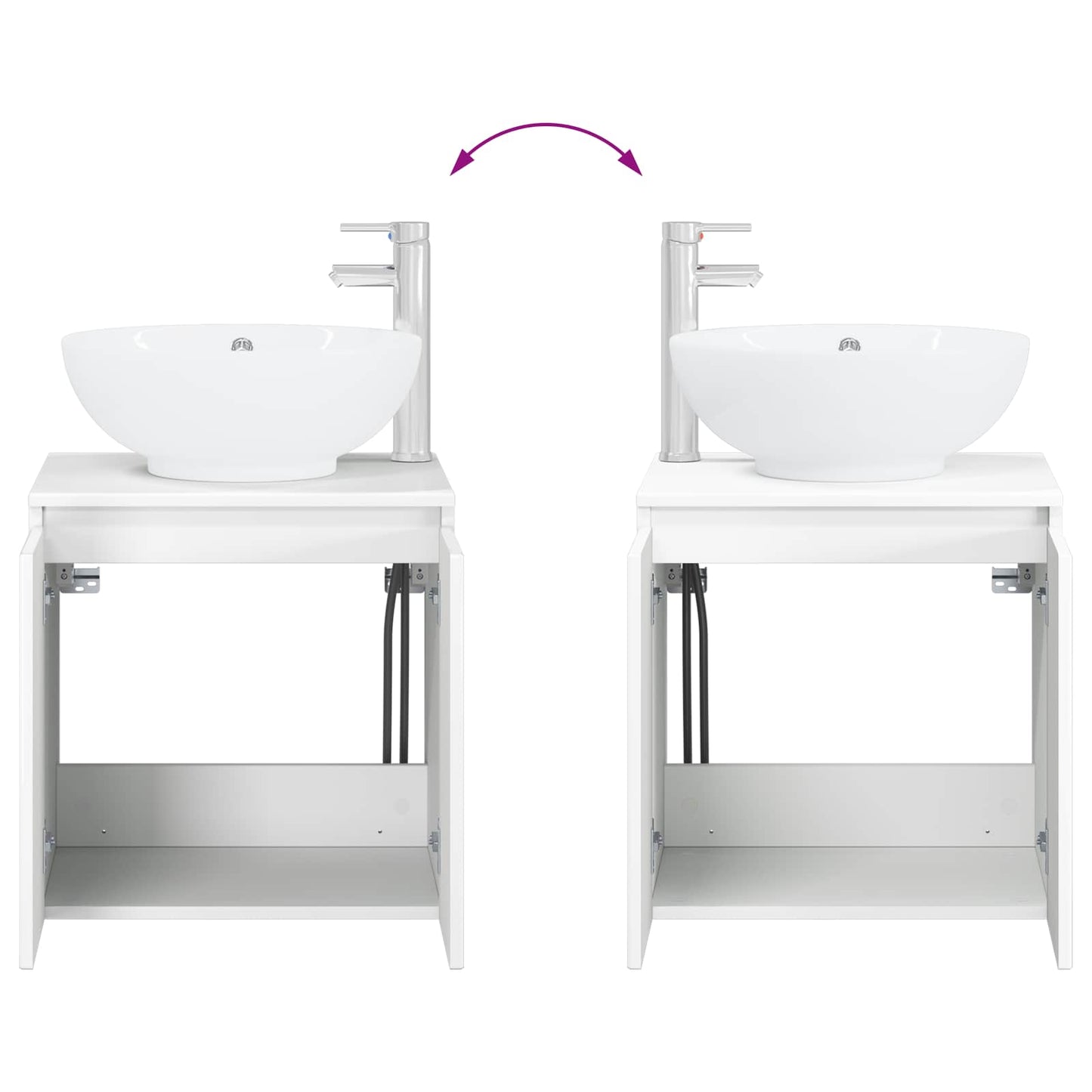 Mobile Lavabo da Parete Bianco Lucido 49,5 x 44,5 x 65 cm | homemem39