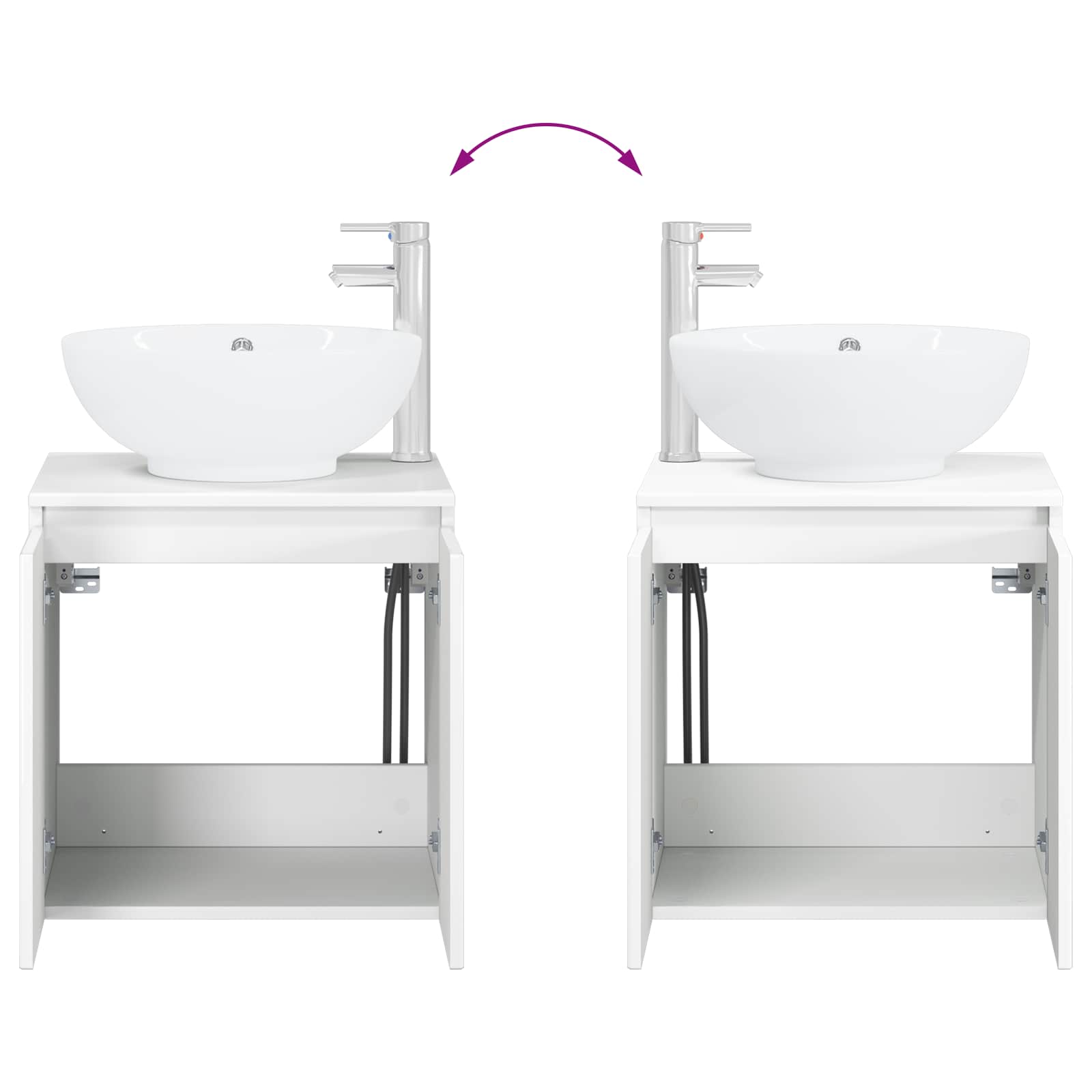 Mobile Lavabo da Parete Bianco Lucido 49,5 x 44,5 x 65 cm | homemem39