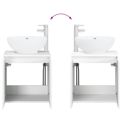 Mobile Lavabo da Parete Bianco Lucido 49,5 x 44,5 x 65 cm | homemem39