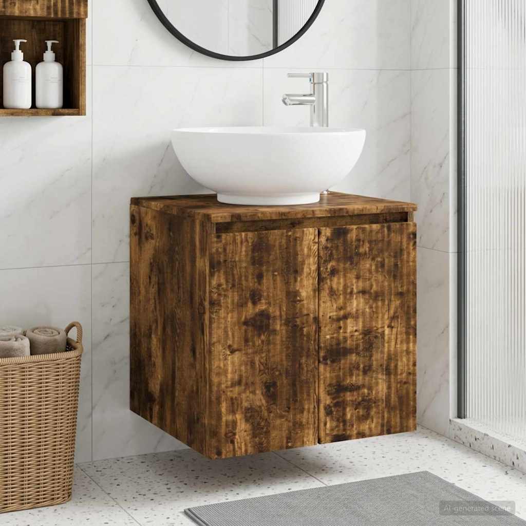 Mobile Lavabo da Parete Rovere Fumo 49,5 x 44,5 x 65 cm