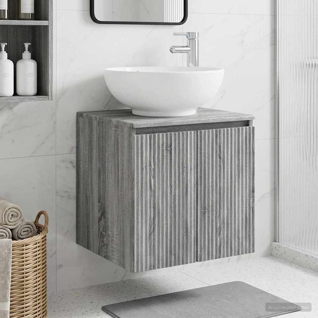 Mobile Lavabo da Parete Sonoma grigio 49,5 x 44,5 x 65 cm | homemem39