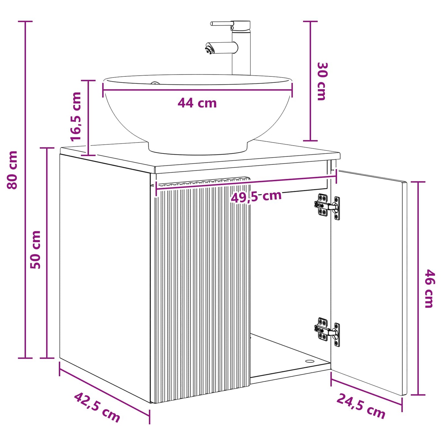 Mobile Lavabo da Parete Legno antico 49,5 x 44,5 x 65 cm | homemem39