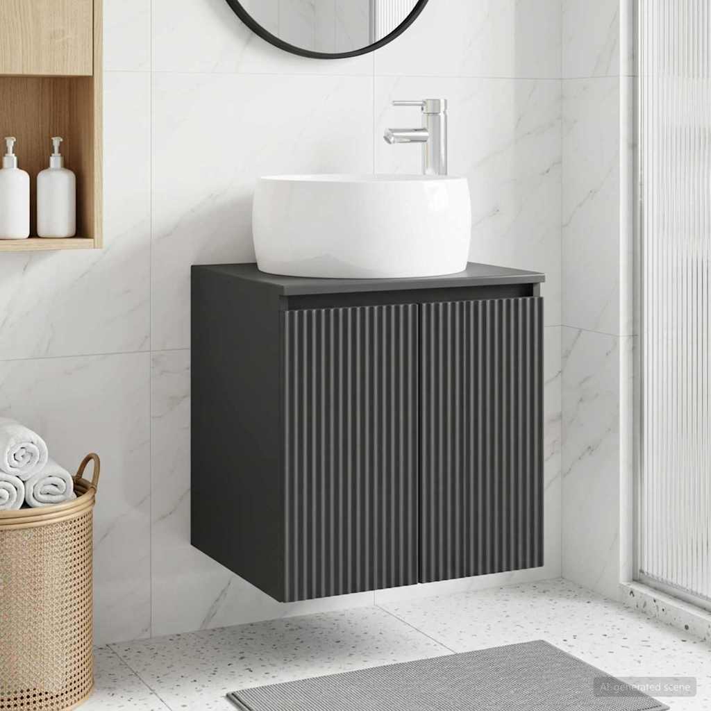Mobile Lavabo da Parete Nero 49,5 x 44,5 x 66 cm