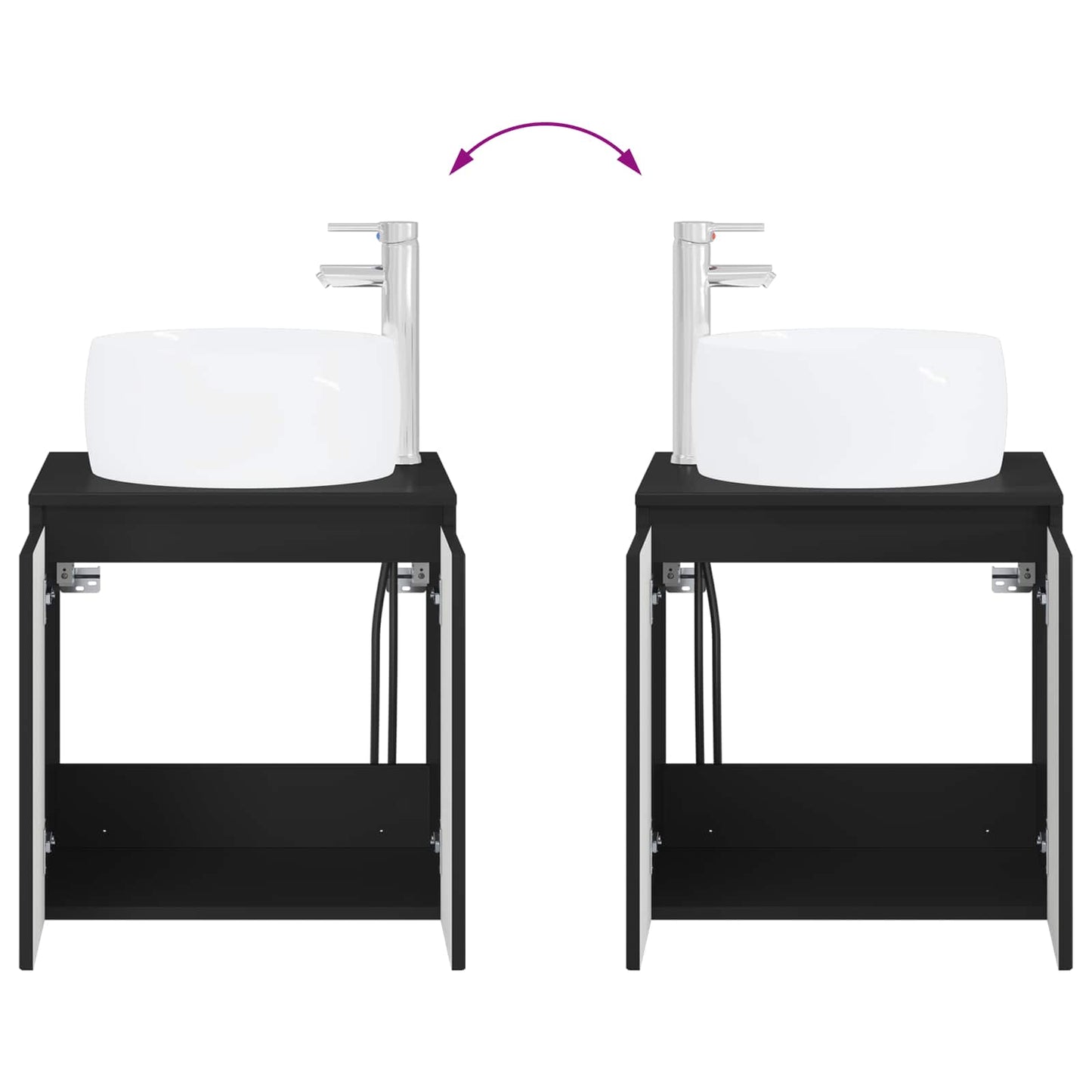 Mobile Lavabo da Parete Nero 49,5 x 44,5 x 66 cm | homemem39