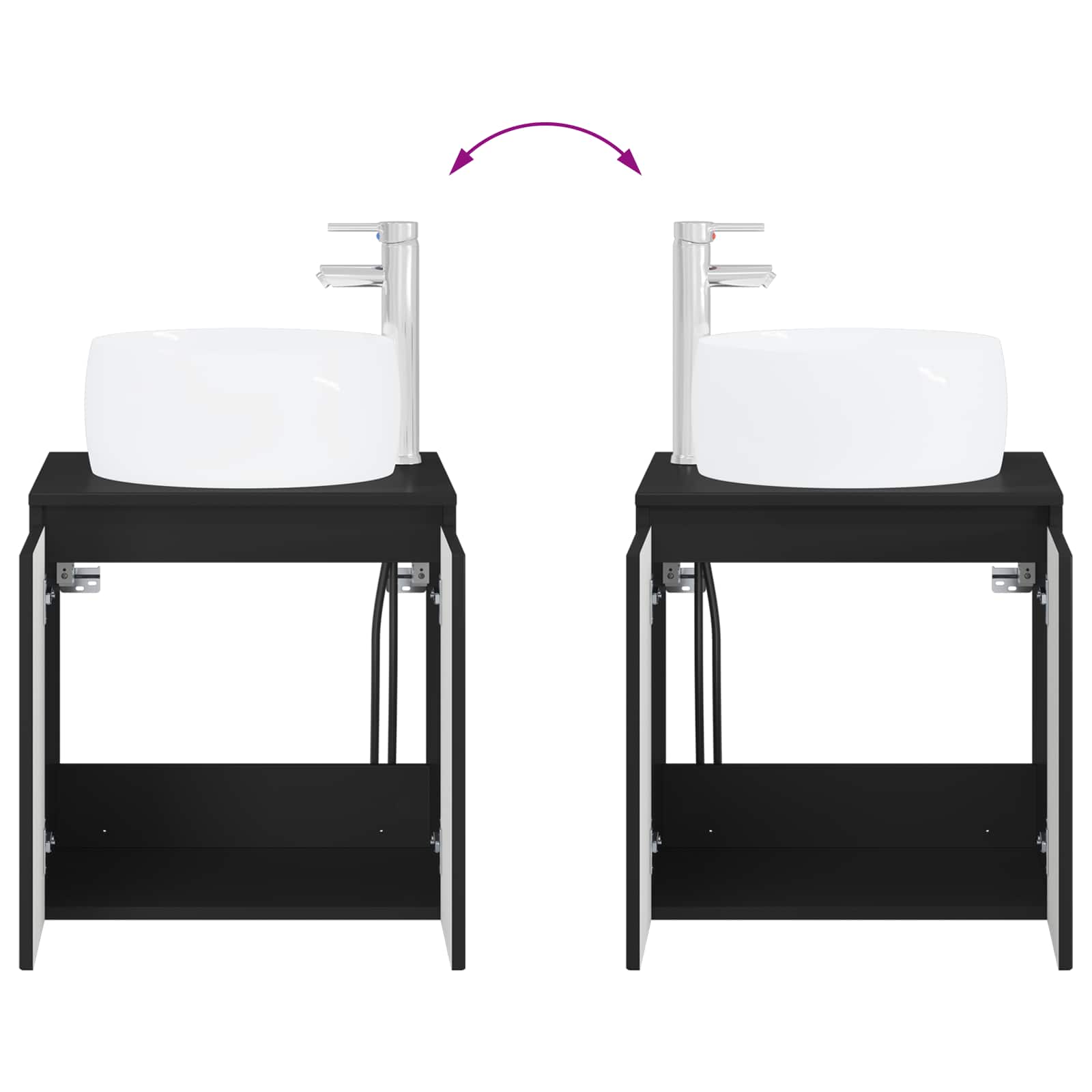 Mobile Lavabo da Parete Nero 49,5 x 44,5 x 66 cm | homemem39