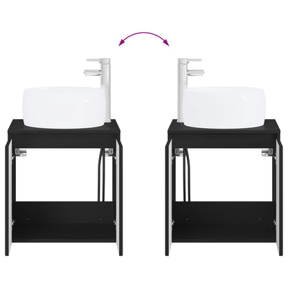 Mobile Lavabo da Parete Nero 49,5 x 44,5 x 66 cm | homemem39
