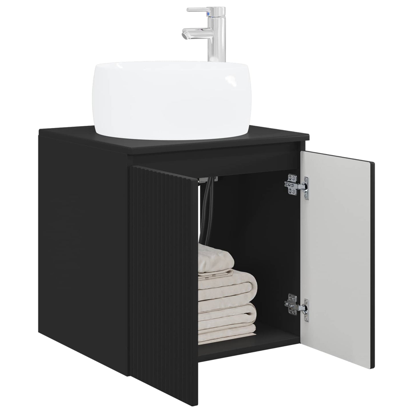 Mobile Lavabo da Parete Nero 49,5 x 44,5 x 66 cm