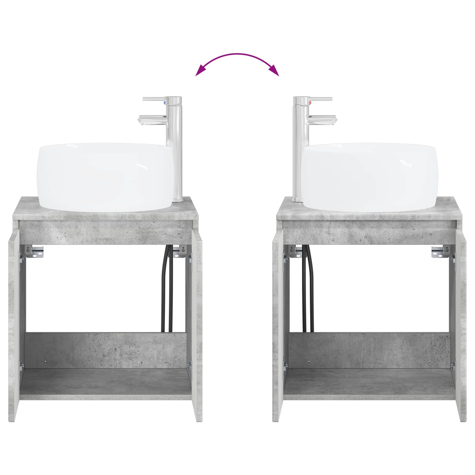 Mobile Lavabo da Parete Grigio Cemento 49,5 x 44,5 x 66 cm | homemem39