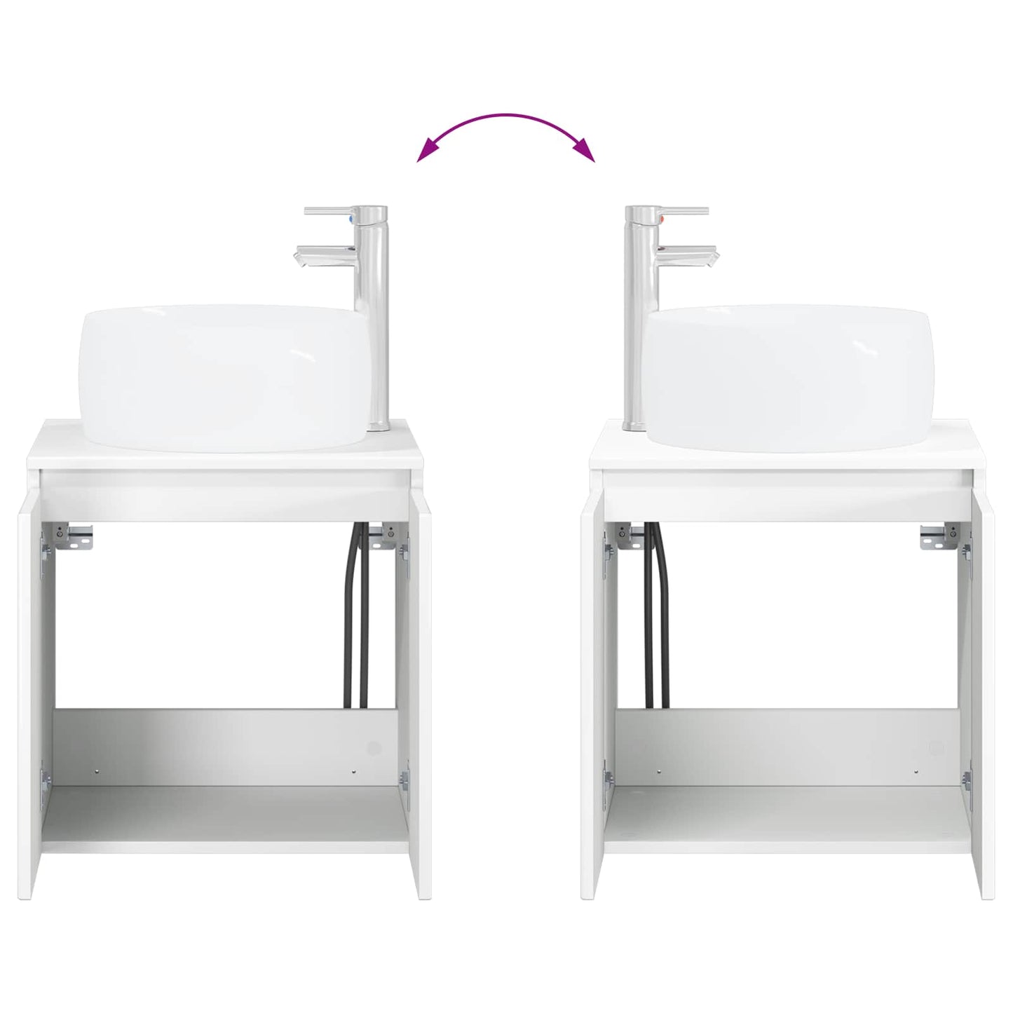Mobile Lavabo da Parete Bianco Lucido 49,5 x 44,5 x 66 cm | homemem39