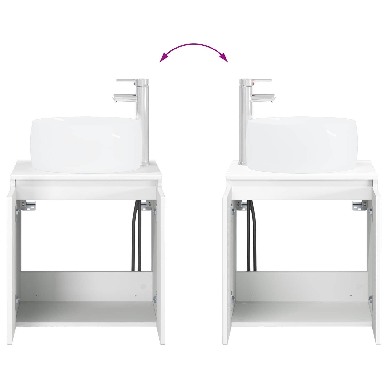 Mobile Lavabo da Parete Bianco Lucido 49,5 x 44,5 x 66 cm | homemem39