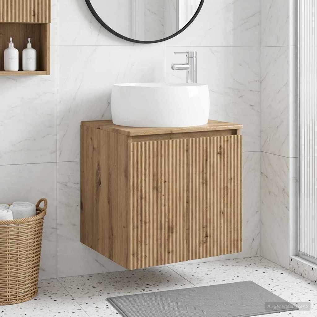 Mobile Lavabo da Parete Rovere Artigianale 49,5 x 44,5 x 66 cm | homemem39
