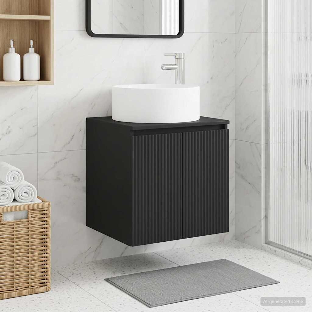 Mobile lavabo da parete Nero 49,5 x 44,5 x 65,5 cm | homemem39