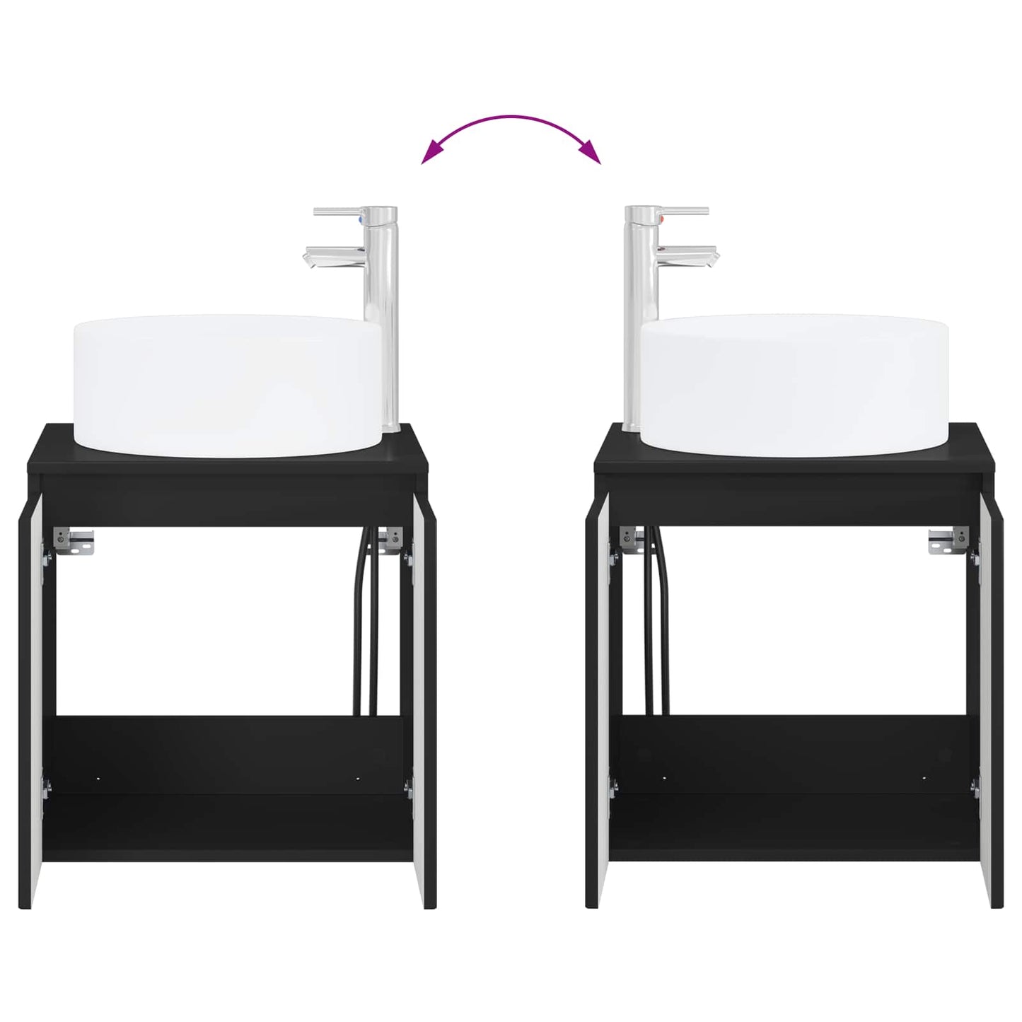 Mobile lavabo da parete Nero 49,5 x 44,5 x 65,5 cm | homemem39