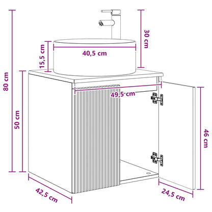 Mobile lavabo da parete Nero 49,5 x 44,5 x 65,5 cm | homemem39