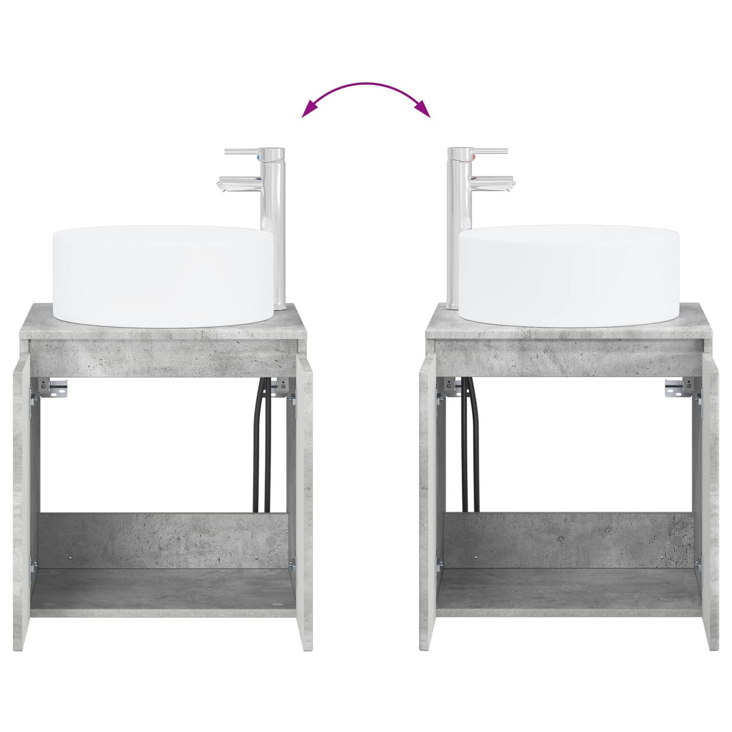 Mobile lavabo da parete Grigio Cemento 49,5 x 44,5 x 65,5 cm | homemem39