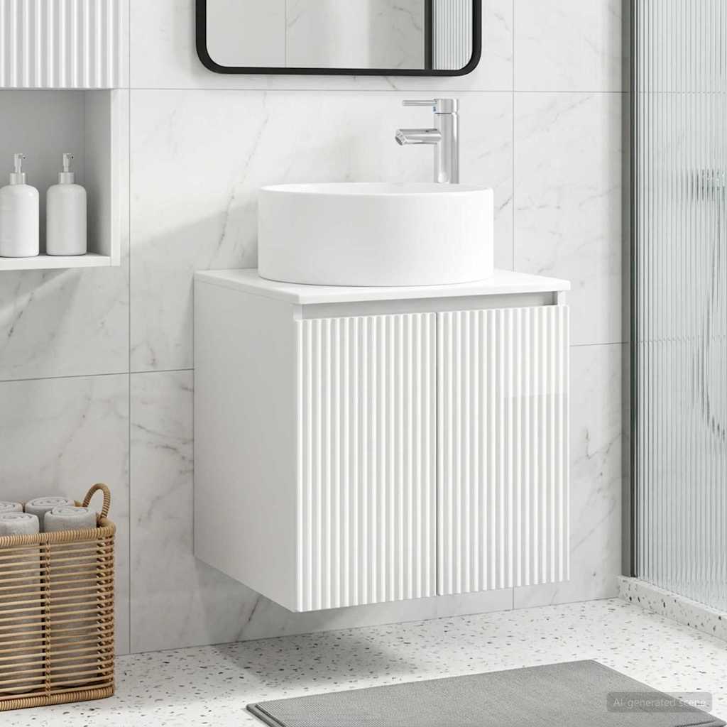 Mobile lavabo da parete Bianco Lucido 49,5 x 44,5 x 65,5 cm | homemem39