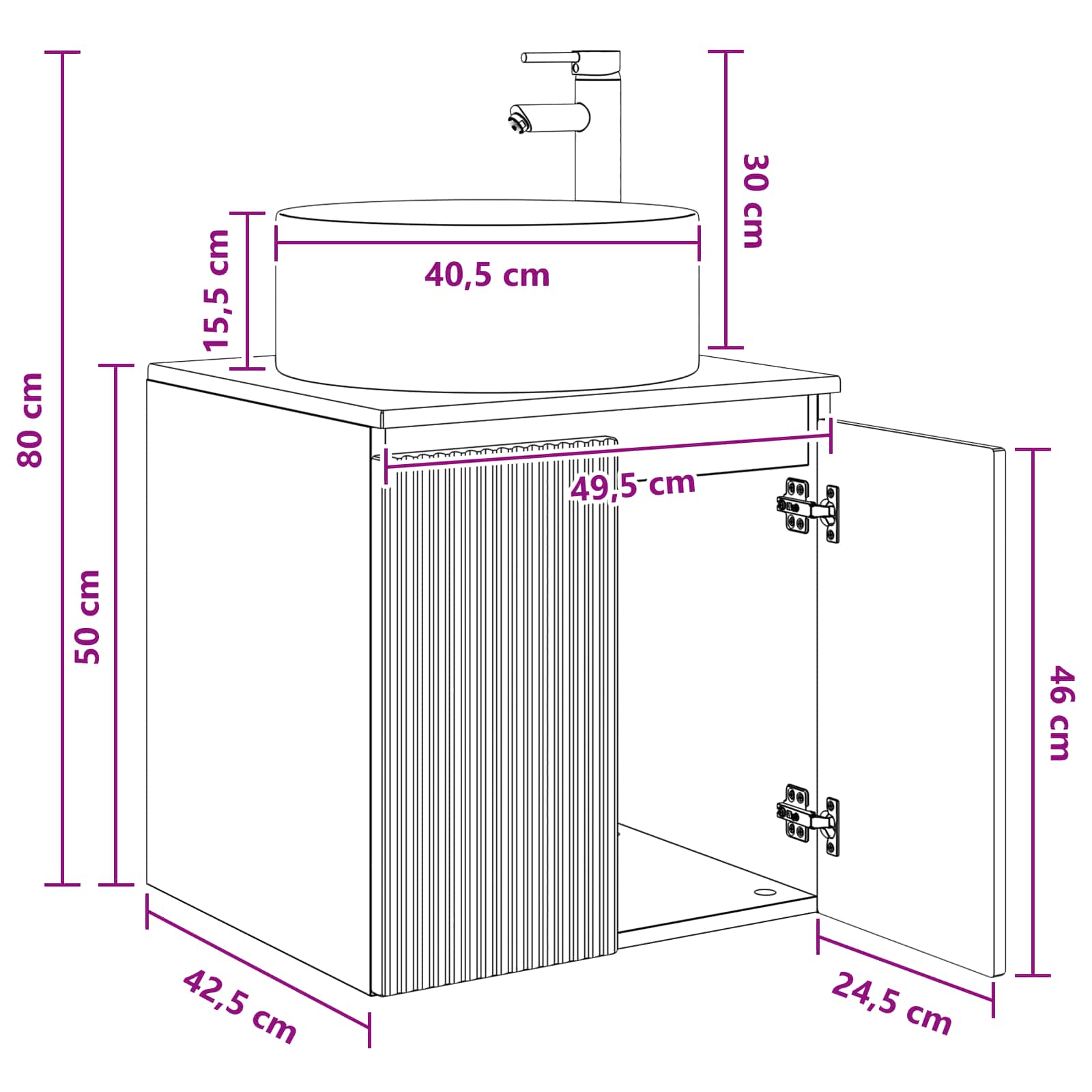 Mobile lavabo da parete Bianco Lucido 49,5 x 44,5 x 65,5 cm | homemem39