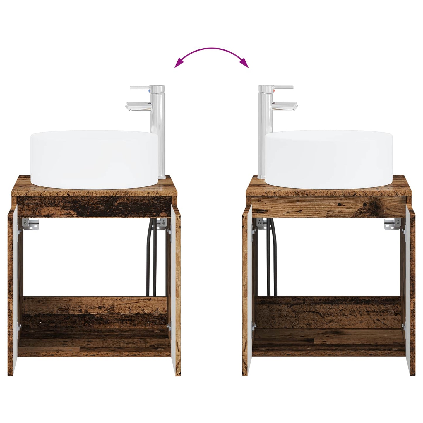 Mobile lavabo da parete Legno antico 49,5 x 44,5 x 65,5 cm | homemem39