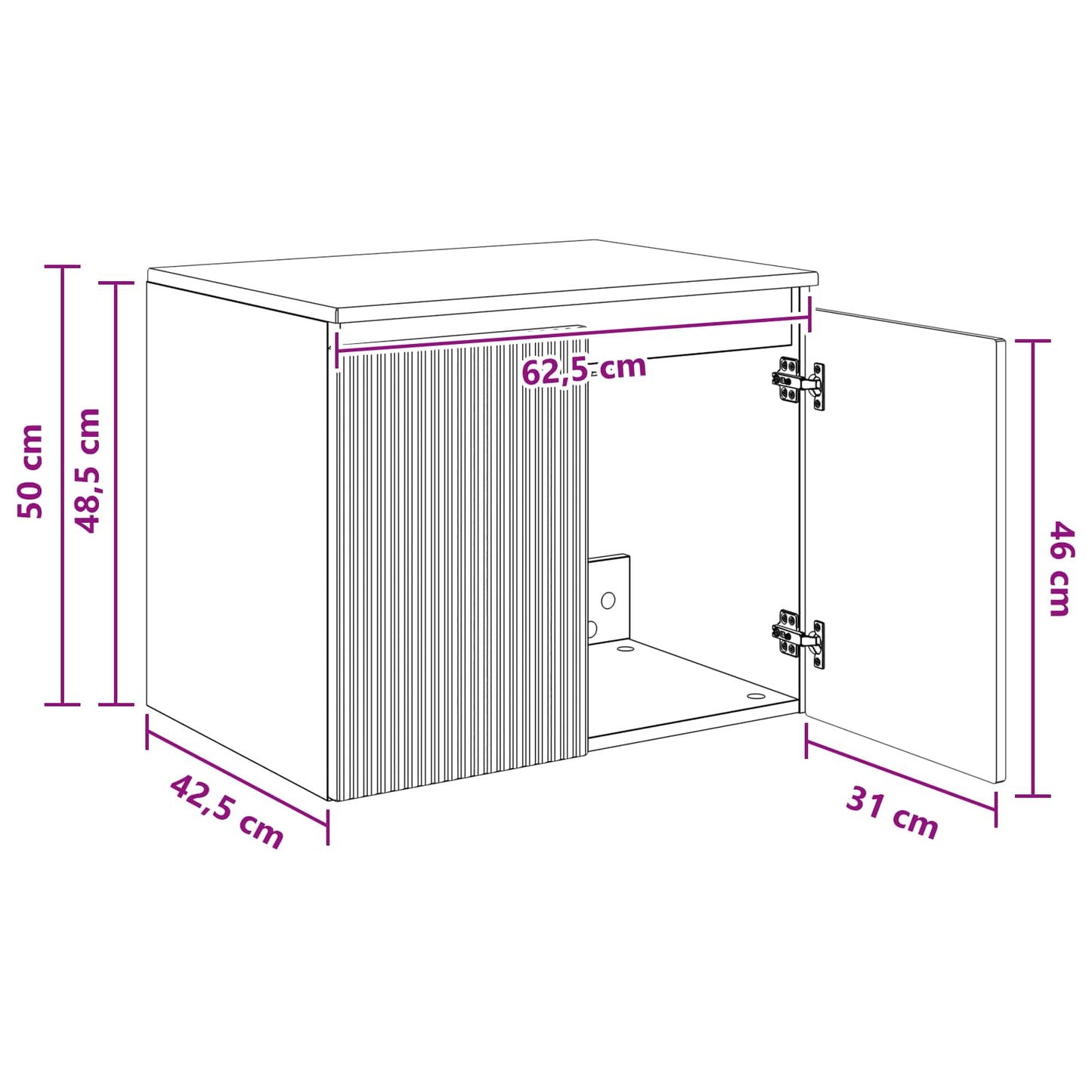 Mobiletto da Bagno a Muro Bianco 62,5 x 44,5 x 50 cm | homemem39