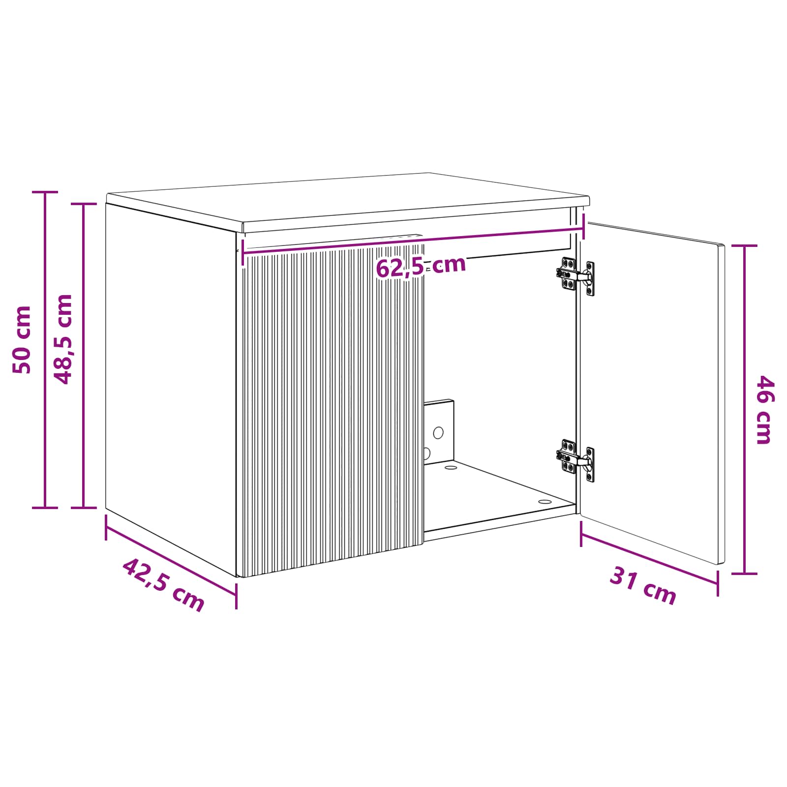 Mobiletto da Bagno a Muro Bianco 62,5 x 44,5 x 50 cm | homemem39