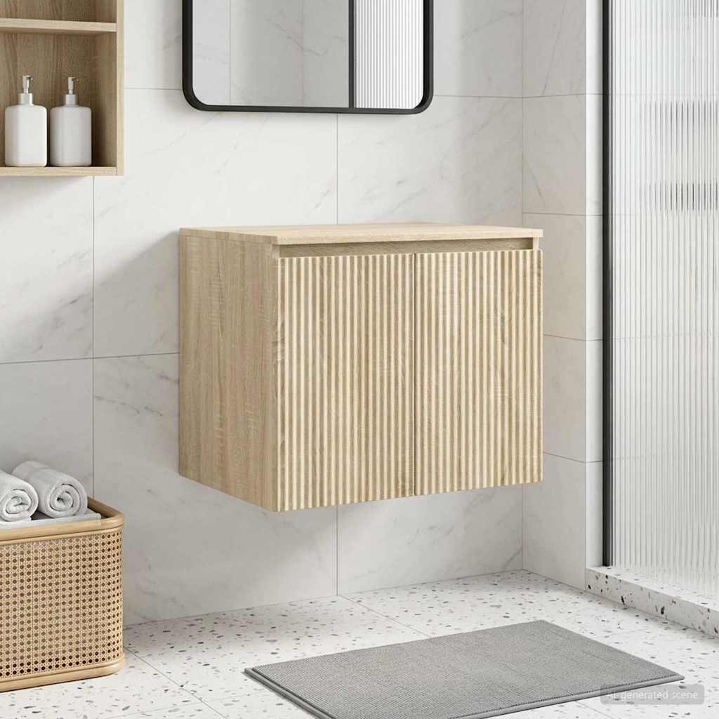 Mobiletto da Bagno a Muro Rovere Sonoma 62,5 x 44,5 x 50 cm | homemem39