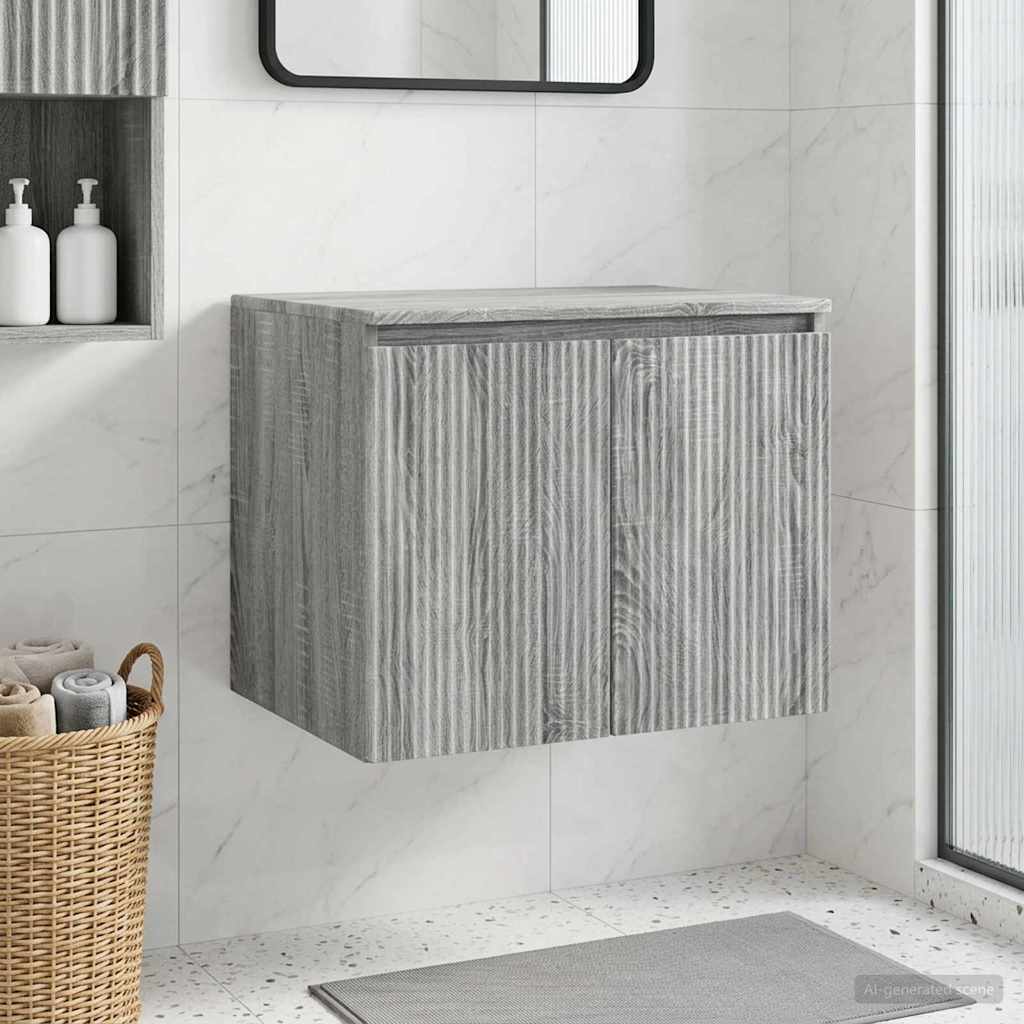 Mobiletto da Bagno a Muro Sonoma grigio 62,5 x 44,5 x 50 cm | homemem39