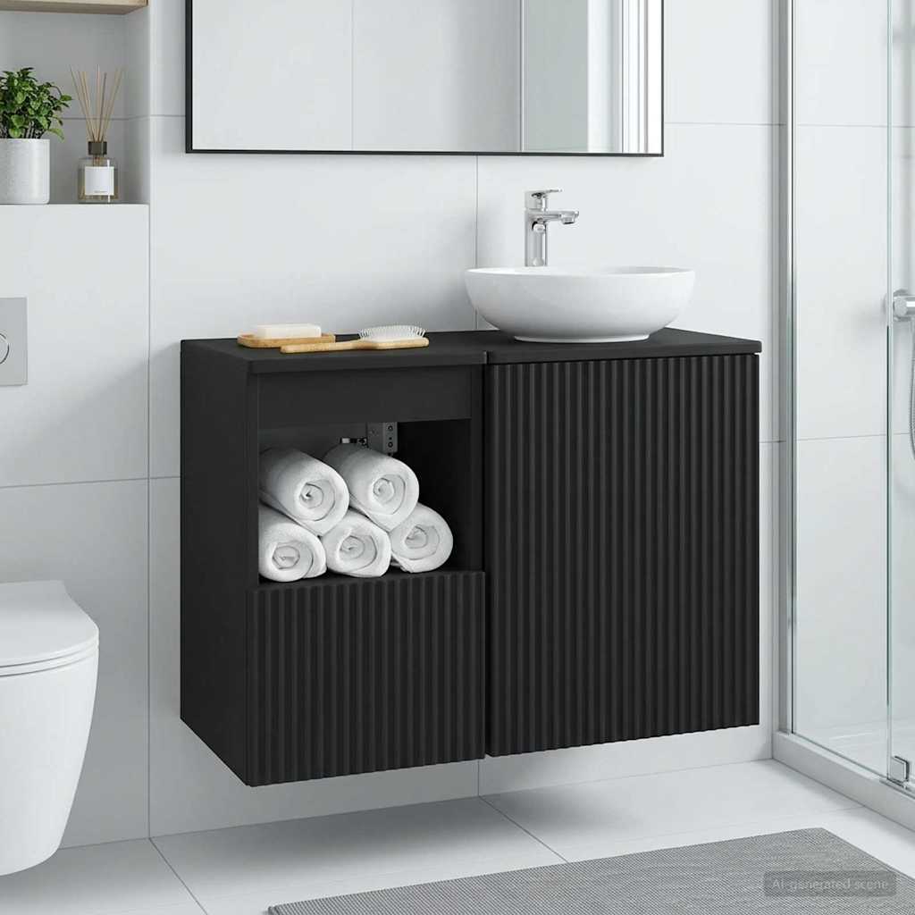 Mobile da Bagno Nero 30 x 35 x 50 cm Legno ingegnerizzato | homemem39
