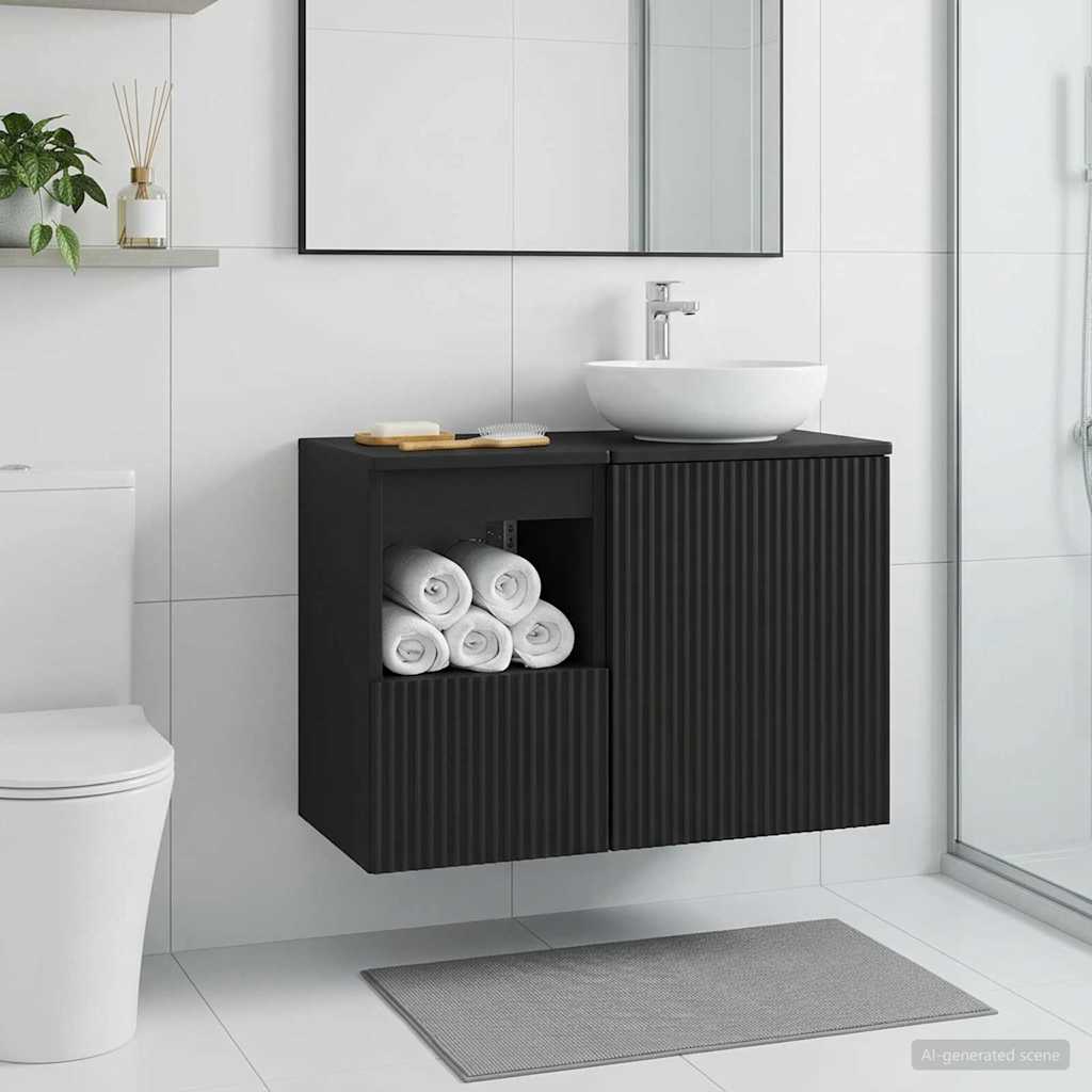 Mobile da Bagno Nero 30 x 41 x 50 cm Legno ingegnerizzato