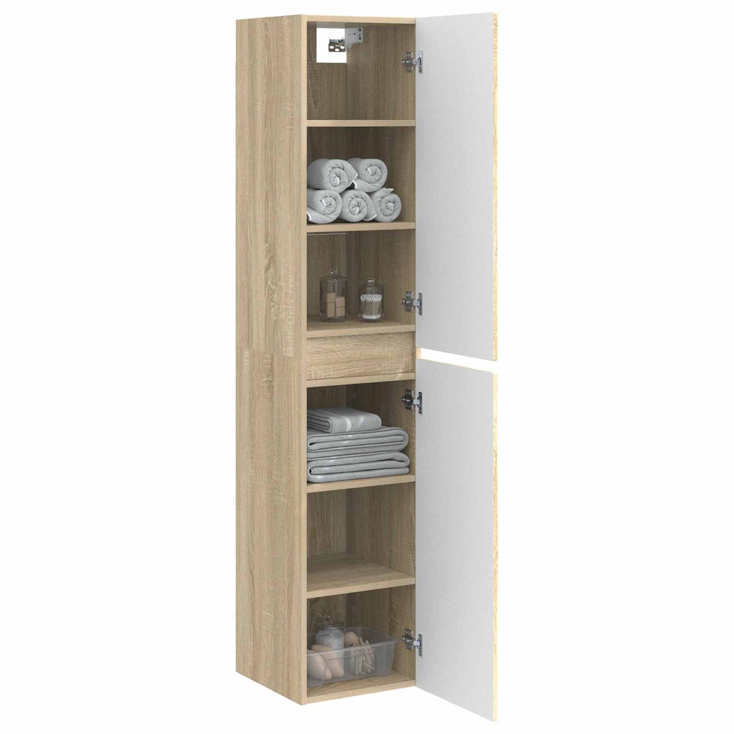 Mobiletto da Bagno a Muro Rovere Sonoma 33 x 34,5 x 160 cm | homemem39