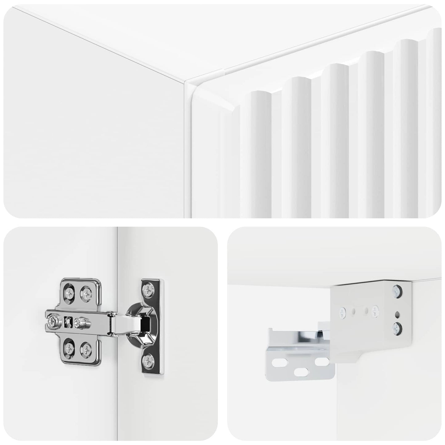 Mobiletto da Bagno a Muro Bianco Lucido 33 x 34,5 x 160 cm | homemem39