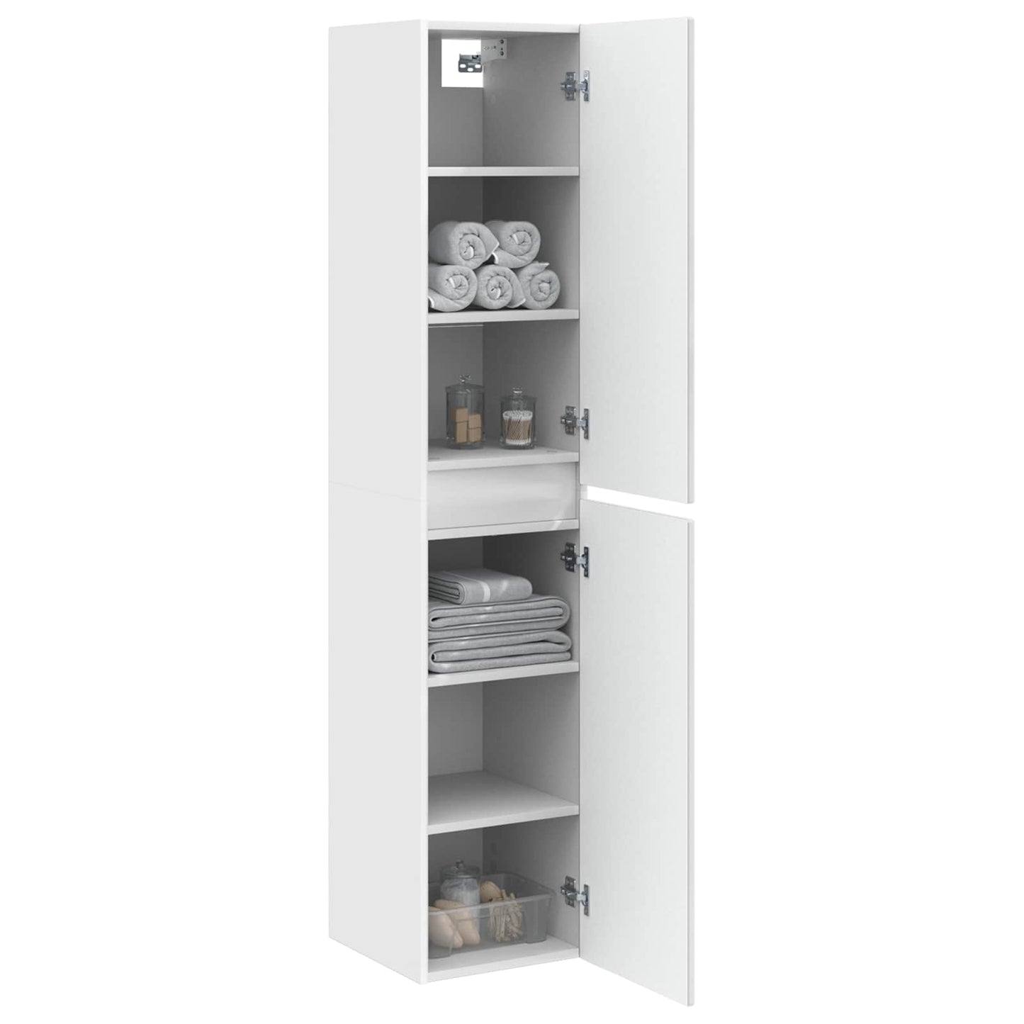 Mobiletto da Bagno a Muro Bianco Lucido 33 x 34,5 x 160 cm | homemem39