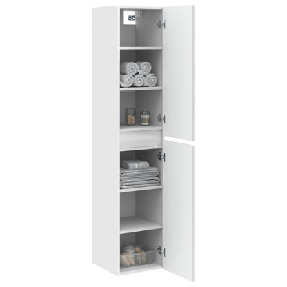 Mobiletto da Bagno a Muro Bianco Lucido 33 x 34,5 x 160 cm | homemem39