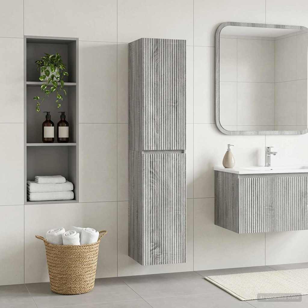 Mobiletto da Bagno a Muro Sonoma grigio 33 x 34,5 x 160 cm | homemem39