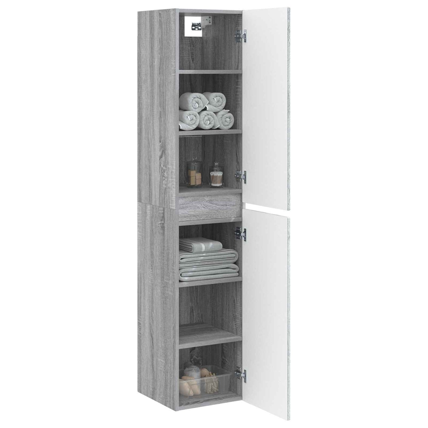 Mobiletto da Bagno a Muro Sonoma grigio 33 x 34,5 x 160 cm | homemem39