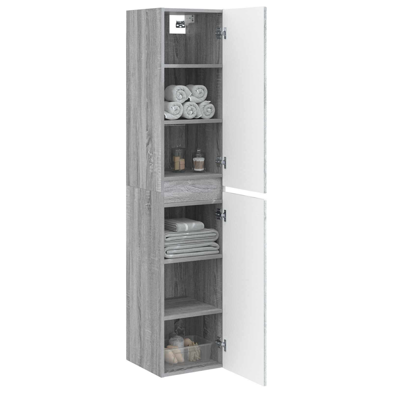 Mobiletto da Bagno a Muro Sonoma grigio 33 x 34,5 x 160 cm | homemem39