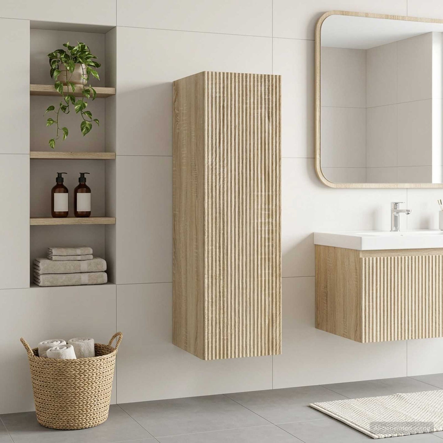 Mobiletto da Bagno a Muro Rovere Sonoma 33 x 34,5 x 100 cm | homemem39