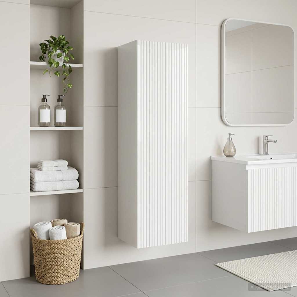 Mobiletto da Bagno a Muro Bianco Lucido 33 x 34,5 x 100 cm | homemem39