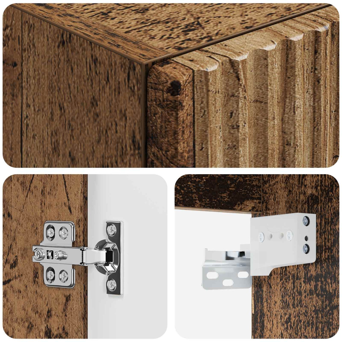 Mobiletto da Bagno a Muro Legno antico 33 x 34,5 x 100 cm | homemem39