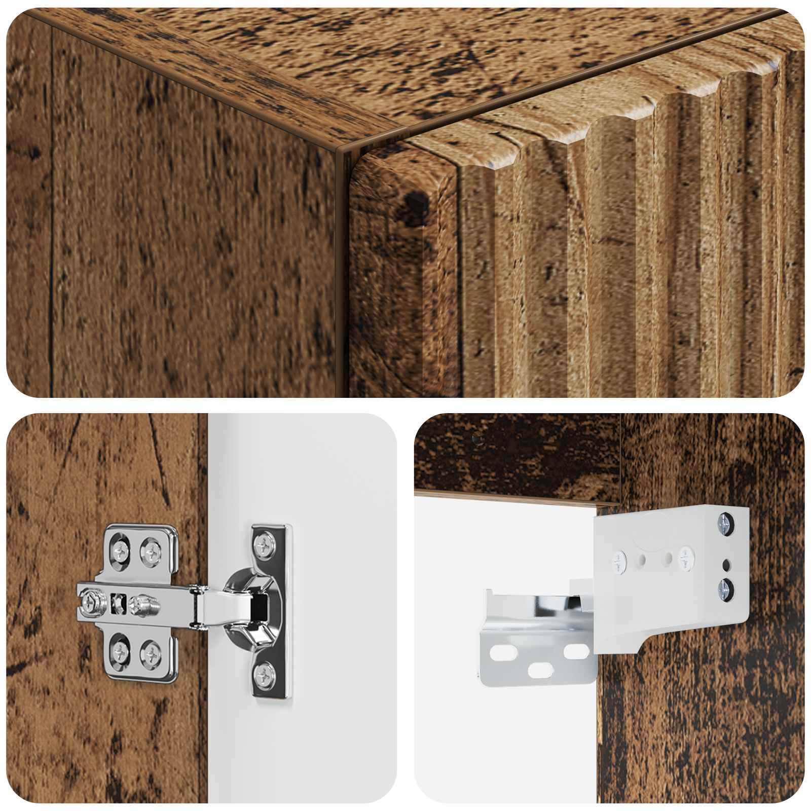 Mobiletto da Bagno a Muro Legno antico 33 x 34,5 x 100 cm | homemem39