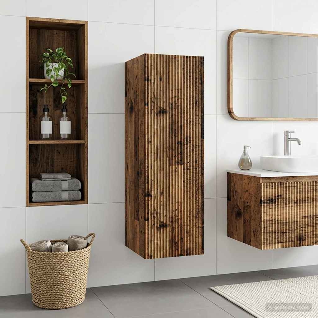 Mobiletto da Bagno a Muro Legno antico 33 x 34,5 x 100 cm | homemem39