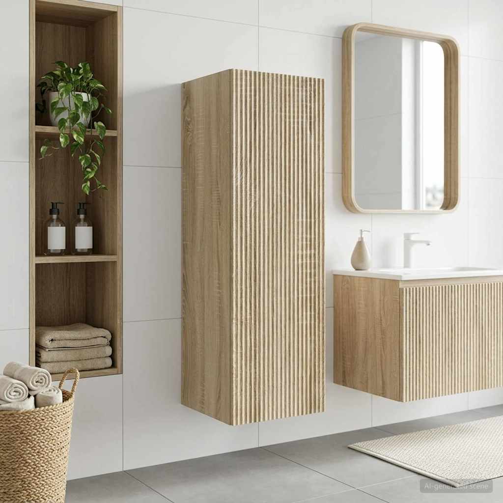 Mobiletto da Bagno a Muro Rovere Sonoma 33 x 34,5 x 60 cm | homemem39