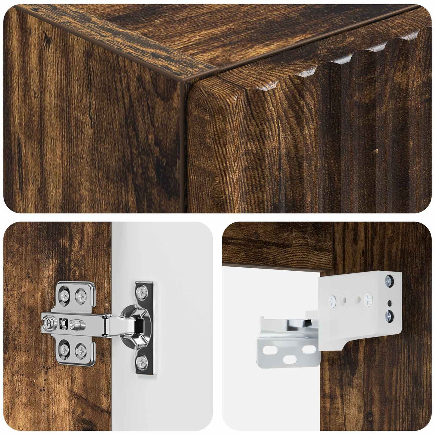 Mobiletto da Bagno a Muro Rovere Fumo 33 x 34,5 x 60 cm