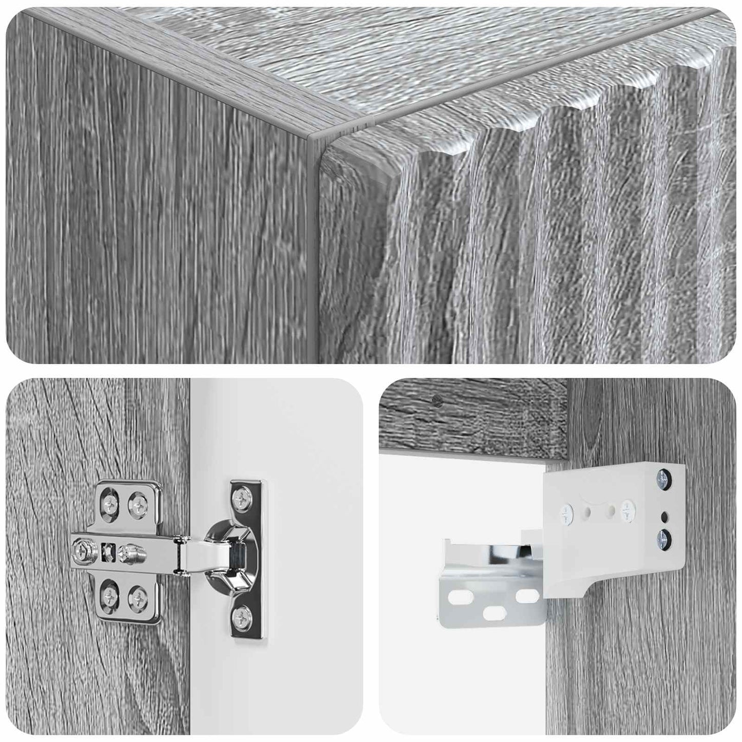 Mobiletto da Bagno a Muro Sonoma grigio 33 x 34,5 x 60 cm | homemem39