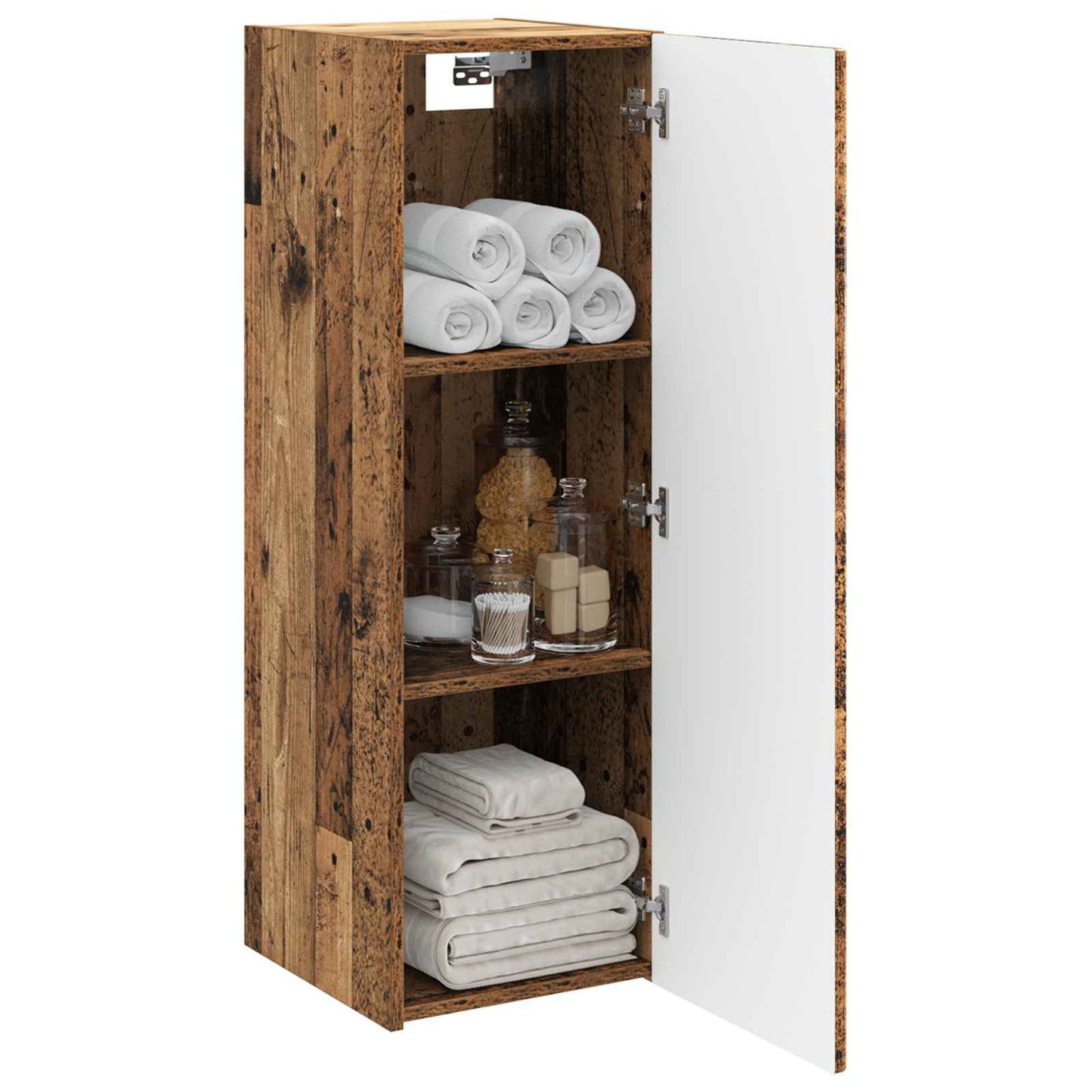 Mobiletto da Bagno a Muro Legno antico 33 x 34,5 x 60 cm
